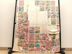 平和屋着物■豪華振袖　駒刺繍　草花文　金彩　正絹　逸品　BAAL6712yc