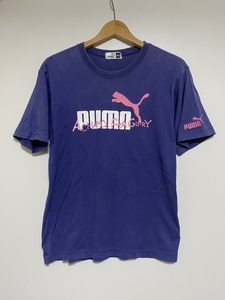 puma キッズ レディース 半袖 クルーネック Tシャツ ネイビー 紺色系 160 ビッグロゴ プリント ピンク 袖刺繍 ヒットユニオン プーマ