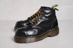 【メンズUK10】イングランド製 ドクター マーチン クレイジーボム 6ホール 黒 ブラック ストレートチップ スチール DR. MARTENS ビンテージ