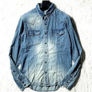 DELAY by Win&Sons★名作★ヴィンテージ加工デニム 長袖ウエスタンシャツ 2 ウィン&サンズ 現Resound Clothing リサウンドクロージング