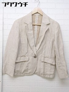 ◇ green label relaxing UNITED ARROWS リネン混 1B 八分袖 テーラードジャケット サイズ40 ベージュ レディース