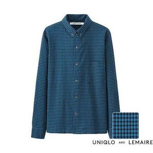 送料無料 新品未使用 UNIQLO AND LEMAIRE ユニクロ ルメール コットン チェック シャツ M 青×黒 元 エルメス HERMES デザイナー ルメール