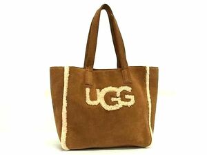 1円 UGG アグ ムートン トートバッグ ショルダーバッグ 肩掛けかばん レディース メンズ ブラウン系 FF2955