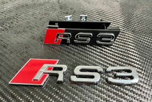 人気品★AUDI RS3 フロントグリル/リアハッチ用 RSバッチ/エンブレム/A3/S3/ABT/エンブレム/視覚馬力向上/アウディ