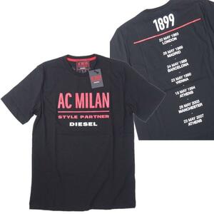 新品正規品 DIESEL×AC MILAN ディーゼル×AC ミラン 限定 コラボ Ｔシャツ ブラック M