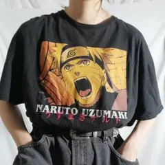 NARUTO うずまきナルト アニメキャラクタープリントTシャツ 半袖 黒 XL