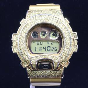 ITC7UK3V8J9W 即決 本物 CASIO カシオ G-SHOCK ジーショック DW-6900GD シャンパン クオーツ ゴールド ラインストーン カスタムケース