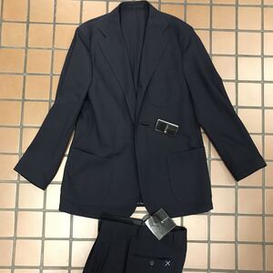 新品　未使用　タグ付き　MODA　日本製ダンガエリ3つボタンセットアップ　サイズ46-78 ウール100% メッシュ生地　濃紺　navy