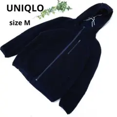 UNIQLO フリースジャケット フード付き 紺 (M)