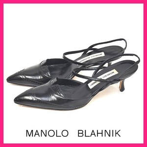 マノロブラニク Manolo Blahnik スカラップ バックバンド パンプス ブラック 黒 36(約23cm) sh24-1460