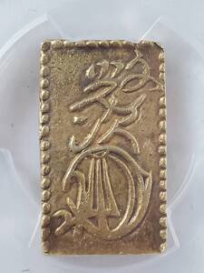 ●コイン● 1828-32 金貨 文政二分判金 草文 AU 55