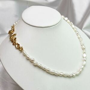 バロックパールネックレス　6mm 天然パールネックレス39cm 天然パール 照り抜群 jewelry Pearl 真珠 けし necklace 