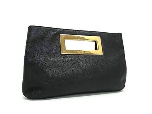 1円 ■美品■ MICHAEL KORS マイケルコース レザー クラッチ セカンドバッグ ハンドバッグ ブラック系 GB0095