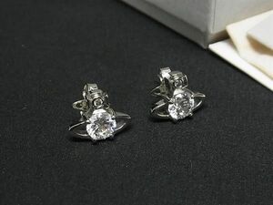 1円 ■美品■ Vivienne Westwood ヴィヴィアンウエストウッド オーブ ラインストーン ピアス アクセサリー レディース シルバー系 FD6757