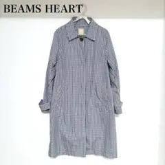 BEAMS HEART ビームスハート✨ギンガムチェック スプリングコート　白紺