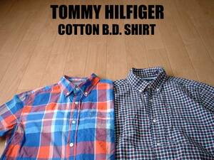 即戦力2着セットTOMMY HILFIGERワンポイント刺繍コットンボタンダウンシャツS好配色チェック正規トミーヒルフィガーNEW YORKニューヨーク