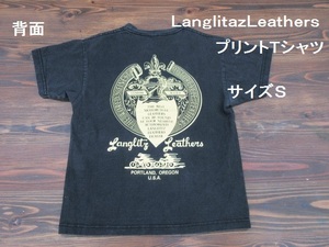 S ラングリッツレザー 米国製 プリントTシャツ 綿100％ Langlitz Leathers （女性やお子様にも