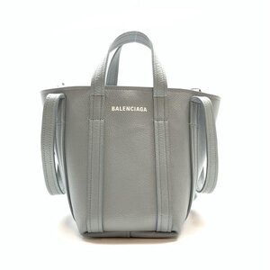 BALENCIAGA バレンシアガ エブリデイ XS グレー ライトブルー ハンドバッグ ショルダーバッグ レザー 3WAY レディース 管理RY24002604