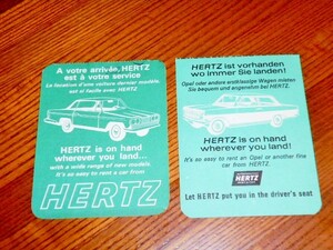 1960年代フランス＆西ドイツHERTZハーツ社レンタカー予約半券計2枚