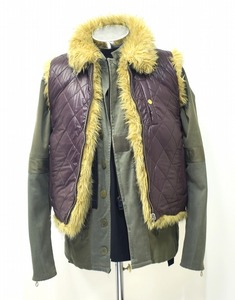 Johnbull（ジョンブル）VEST ベスト ジレ リバーシブル キルティング フェイクファー ジップアップ スタンドカラー 16045H ブラウン M FUR