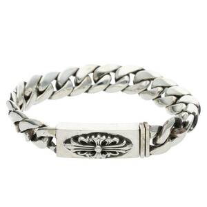 クロムハーツ Chrome Hearts ID BBY FLRL CRS/ベイビーIDフローラルクロス サイズ:18LINK シルバーブレスレット 中古 SJ02