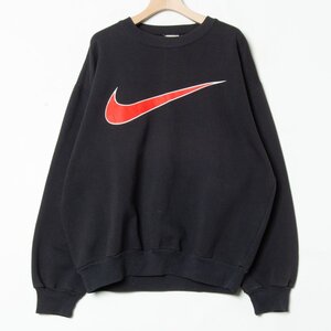 【1円スタート】90s 銀タグ NIKE ナイキ サイズL 裏起毛 スウェット トレーナー 黒 ブラック ロゴプリント メンズ カジュアル スポーティ