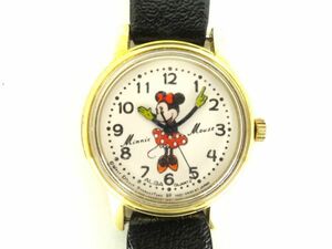 SEIKO セイコー ALBA アルバ　腕時計　クォーツ　ディズニー　ミニーマウス　白文字盤　お洒落　ゴールド×ブラック　E34