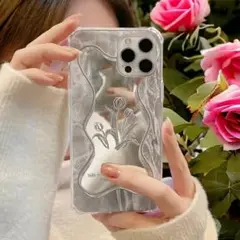 iPhone12 ケース スマホケース 花柄 スマホカバー 花柄ミラー ミラー