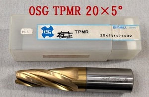 A2★OSG 4刃テーパーエンドミル Tin TPMR 20×5°HSS-Co 20×151×71×32 シャンク径Φ32mm★美品★