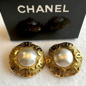 N-034 CHANEL シャネル パール ヴィンテージ イヤリング ラウンド アクセサリー 箱有