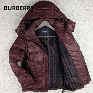 【美品】 BURBERRY LONDON バーバリーロンドン 【希少サイズL】 メンズ ダウンジャケット アウター ベスト 3way ノバチェック ボルドー 