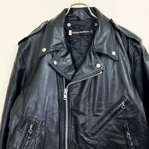 希少《 Mint Condition / 48REG 》60s 70s 超極上品【 HARLEY DAVIDSON アメリカ製 黒 ブラック レザー ダブルライダース ビンテージ 】