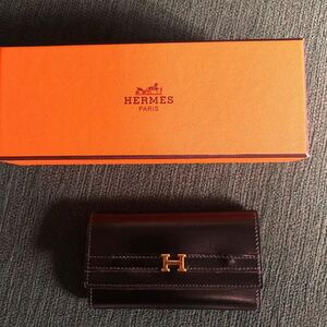 エルメス HERMES 6連 キーケース 刻印あり　ゴールド金具 黒革　