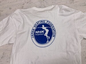 NHK杯 国際 フィギュアスケート 競技大会 レトロ オールド 半袖Tシャツ カットソー メンズ バックプリント有 薄手 L 白