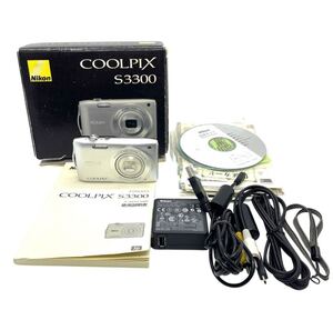 TM☆通電確認済 Nikon ニコン COOLPIX クールピクス S3300 コンパクトデジタルカメラ 箱 バッテリー 充電器付き クリスタルシルバー☆