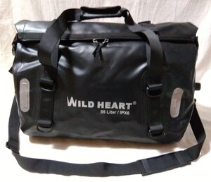 ★WILD HEART 防水ダッフルバッグ 55L/IPX6★ サドルバッグ シートバッグ 黒 バイク オートバイ ツーリング キャンプ アウトドア 02230