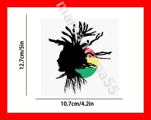 ステッカーNo.829 PC 車 デカール 防水 シール レゲエ ラスタカラー ドレッドヘア ツリー（木）に見えます ボブマーリー