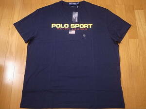 【送料無料 即決】POLO SPORT RALPH LAUREN 復刻 ポロスポーツ ラルフローレン LOGOロゴ USAアメリカ星条旗 TシャツTee ネイビー紺 XXL新品