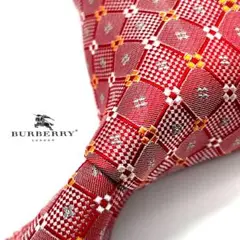 ◆美品◆ バーバリーロンドン　Burberry    ネクタイ　総柄　花柄　赤色