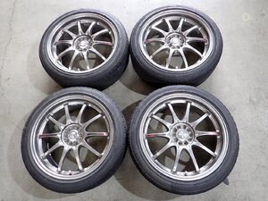 YS6805【送料無料215/45R18】レイズ VOLK CE28 GENESIS プリウス インプレッサ などへ 中古夏タイヤアルミセット●18×7.5J 100/5H ET50●