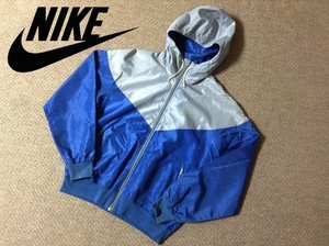 ★古着★80s ナイキ フルジップ ナイロンジャケット ビンテージ ヴィンテージ パーカー Lサイズ メンズ NIKE 紺タグ