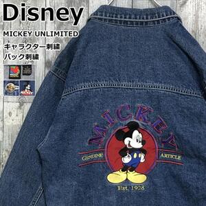 Disney ディズニー MICKEY UNLIMITED ミッキーマウス キャラ刺繍 ヴィンテージ 表示サイズS 日本サイズM相当 デニムジャケット Gジャン 90s