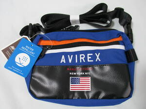 《新品》AVIREX　アヴィレックス　撥水加工　ショルダーバック　ボディバッグ　２way　USA星条旗　刺繍　ブルー　定価4070円