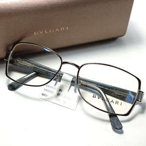 【bgeg43】新品　BVLGARI　ブルガリ　メガネフレーム　眼鏡　シルバー×ネイビー　紺　BV247G　フルリム/スクエア　チタン　イタリア製