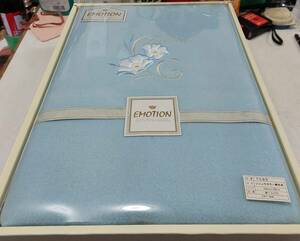 ★E-1★インテリア★寝具EMOTION★7085★シシュウカラー綿毛布(ブルー)★