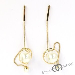 Aランク【ディオールオム】トライバルチェーン パールピアス/GPメッキ/19AW/アクセサリー/Dior Home