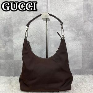 美品　オールドグッチ　ワンショルダーバッグ　ナイロン　ブラウン　GUCCI