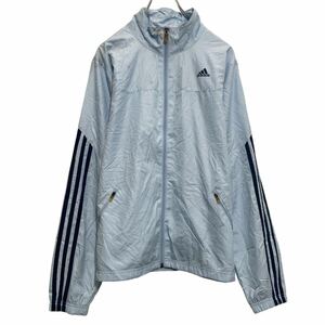 adidas ジャケット アディダス L レディース ライトブルー スポーツウェア フルジップ 古着卸 アメリカ仕入 a610-5158