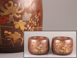 古美術 木製 金蒔絵 火鉢 一対 時代物 極上品 初だし品 D0477