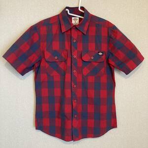 Dickies Short Sleeve Gingham Shirt 7785 English Red × Navy S USED ディッキーズ ショートスリーブ ギンガムチェック シャツ